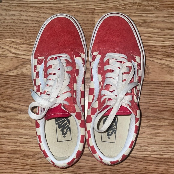 Red Checkerboard Old Skool Vans - Picture 1 of 3